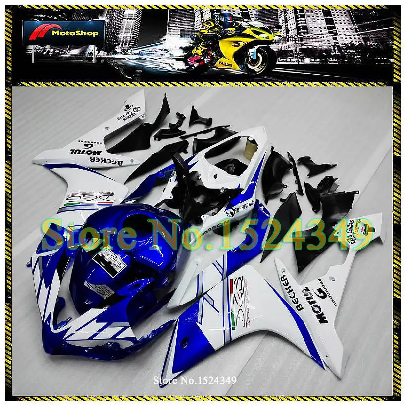 YZFR1 2007 2008 ABS Fairing For Yamaha 07 08 blue black white YZF-R1 2007-2008 07-08 BECKER MOTUL Tooling | Автомобили и