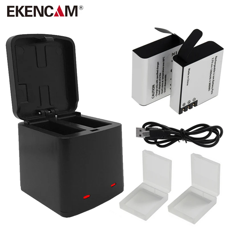Зарядное устройство EKEN CAM с 2 портами аккумулятором TUYU для SJCAM SJ4000 Sj5000 M10 SooCoo c30 F68 H5s
