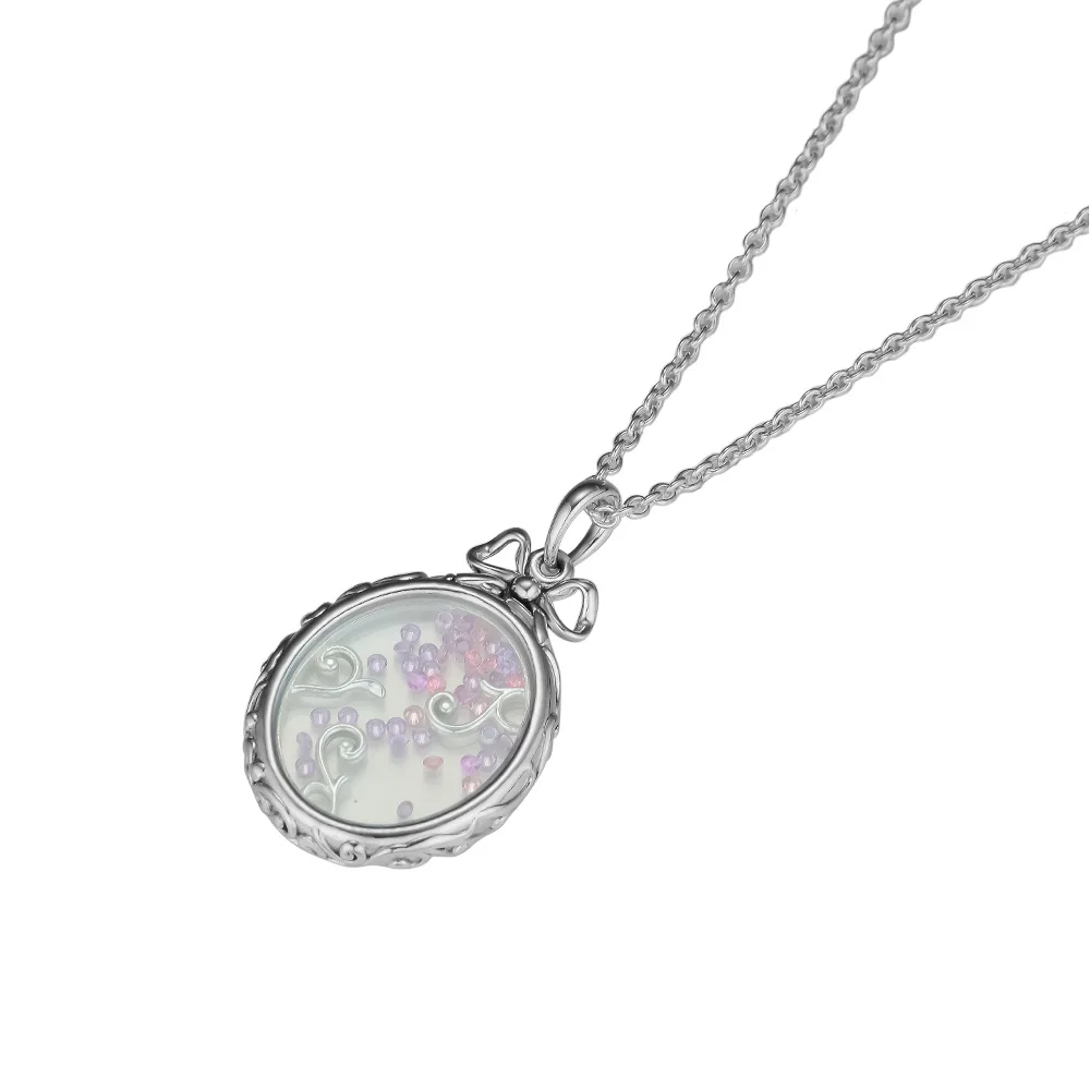 100% 925 Sterling-Silver-Jewelry Locket Of Dazzle Necklace with Multi-Colored CZ Free Shipping | Украшения и аксессуары
