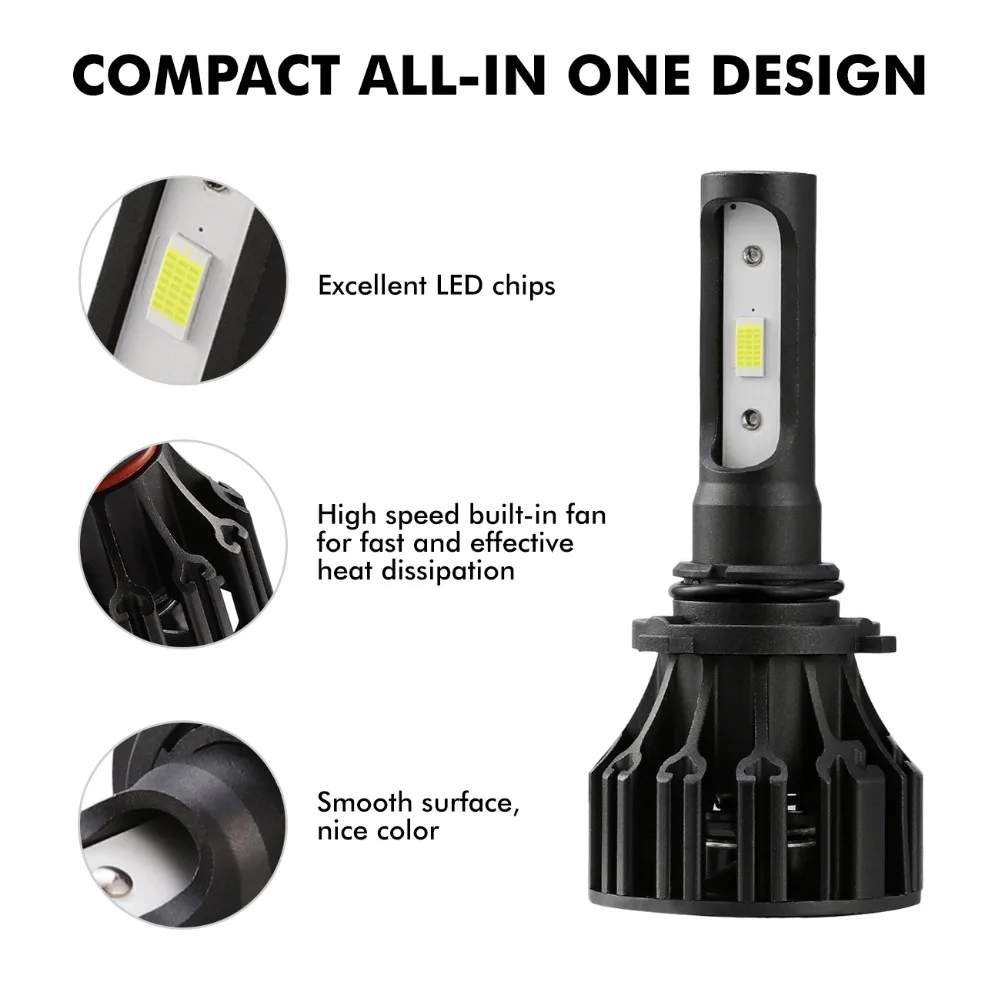 OSlamp T5 9006 светодиодный налобный светильник 72 Вт/пара COB Chips Автомобильный фонарь с