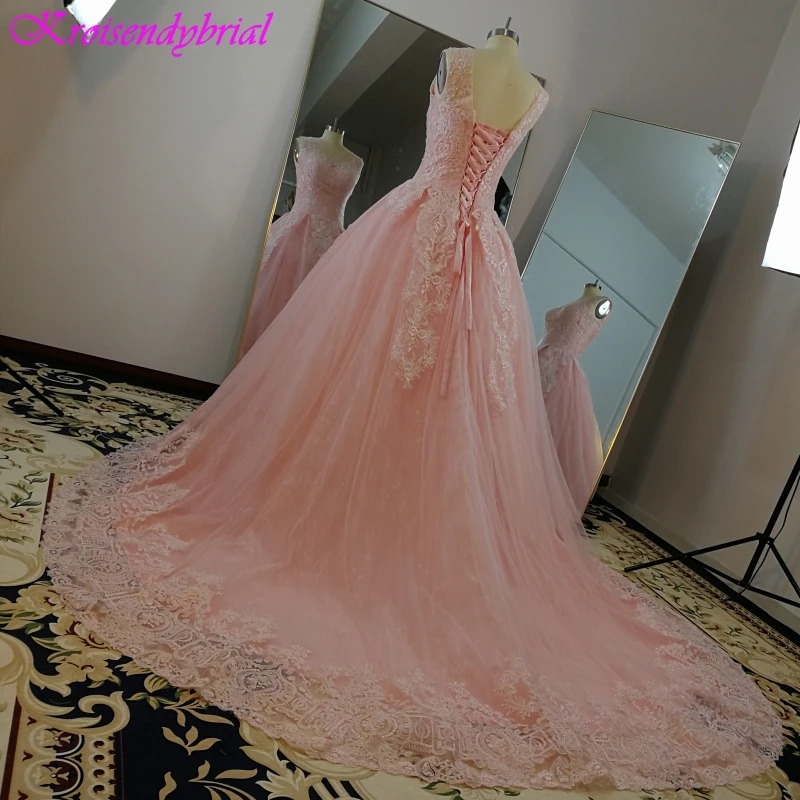 ROBE DE MARIAGE 2019 HOT SALE REAL SAMPLE LUXURY PINK EVENING DRESSES LACE ELEGANT GOWNS CUSTOM MADE ON.