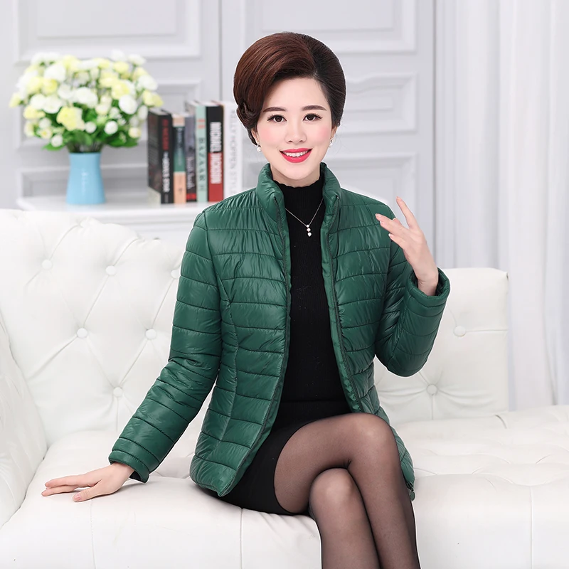 

Big size Middle aged Women Winter Thin Down cotton Jacket Coat Fashion Warm Slim Short Outerwear Female Winter Casual Jacket 5XL