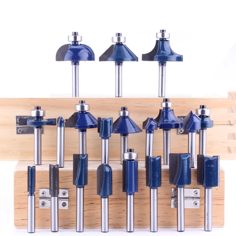 20PCS High Quality 1/4 6.35mm Shank Tungsten Carbide Router Bit Set Wood Woodworking Cutter Trimming Knife Forming Milling