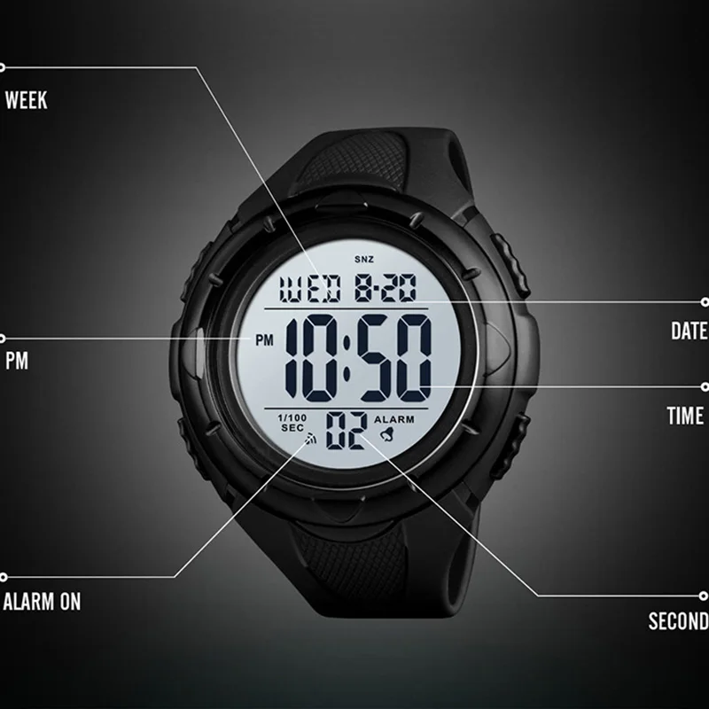 Мужские часы электронные цифровые спортивные мужские часы-хронограф 50 м