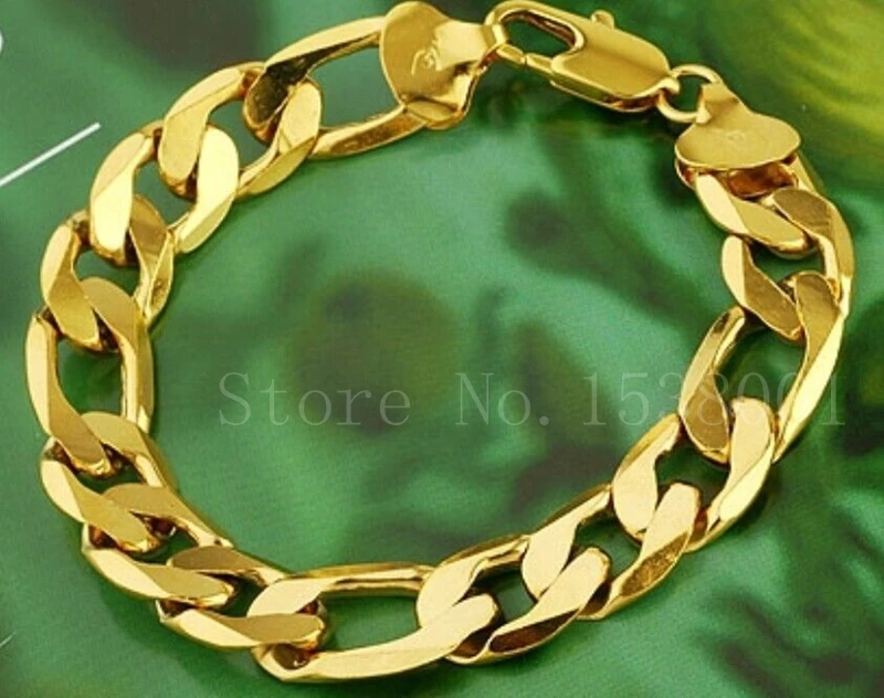 

Noble Long Men's Yellow Gold Filled Bracelet Solid Curb chain 9"