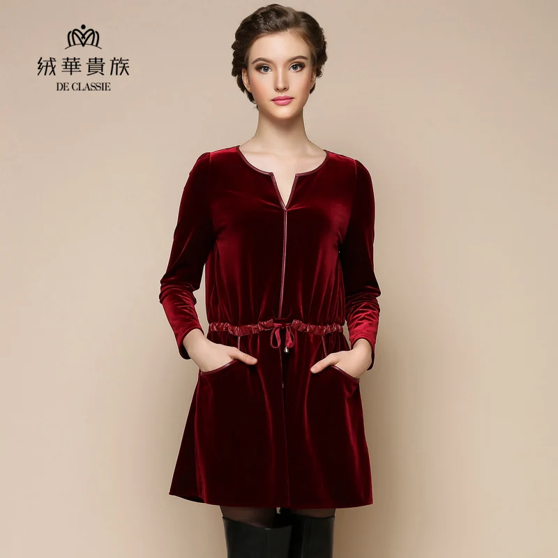 Европа и США ветер осенний ПР темперамент светло восприятие эластичного бархата V воротник с длинными