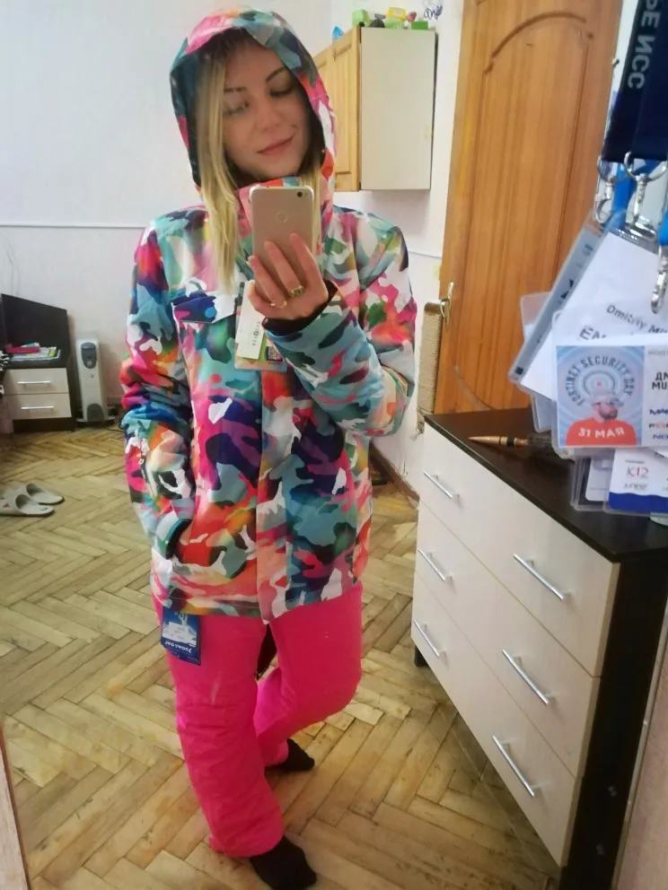 Высокое качество, лыжный костюм, костюм, жилет, лыжная куртка+ лыжные штаны, одежда, ветрозащитная, водонепроницаемая, женская зимняя теплая куртка