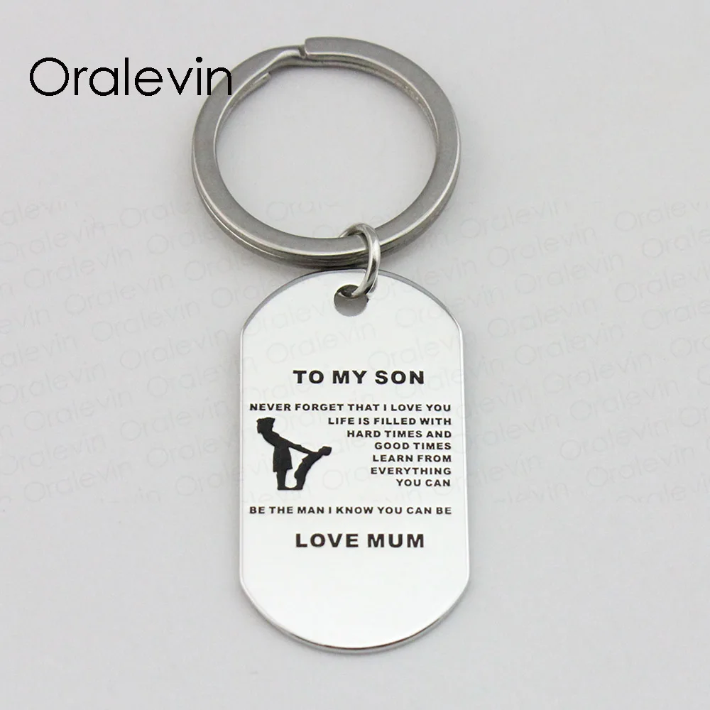 

NEVER FORGET THAT I LOVE YOU,LIFE IS FILLED WITH GOOD TIMES Inspirational Dog Tag Keychain Jewelry For Son ,10Pcs/Lot, LN1812