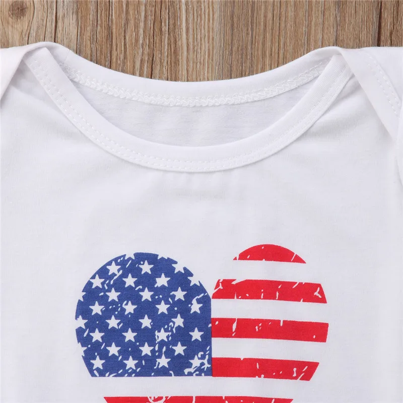 Модный боди с принтом флага США для новорожденных Боди унисекс короткими