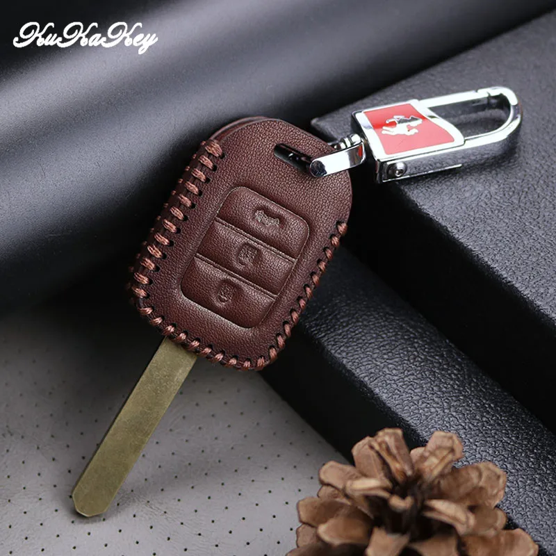 Кожаный чехол KUKAKEY для автомобильного ключа с двумя и 3 кнопками Honda XRV CRV Accord Crown