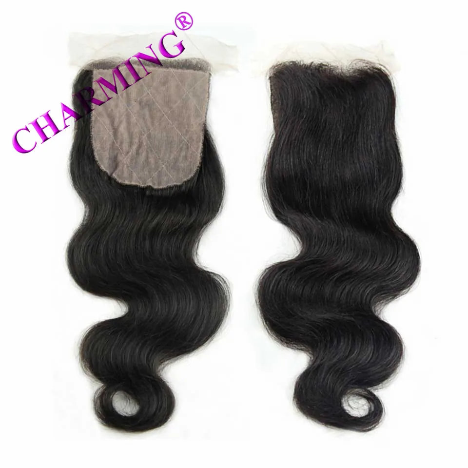 Charming Peruvian 8A 2 Pcs Weft With 1 pc 4*4 Silk Base Closure Body Wave Human Hair Bundles Virgin |