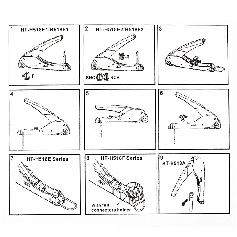 Набор ручных обжимных инструментов для коаксиального кабеля комплект