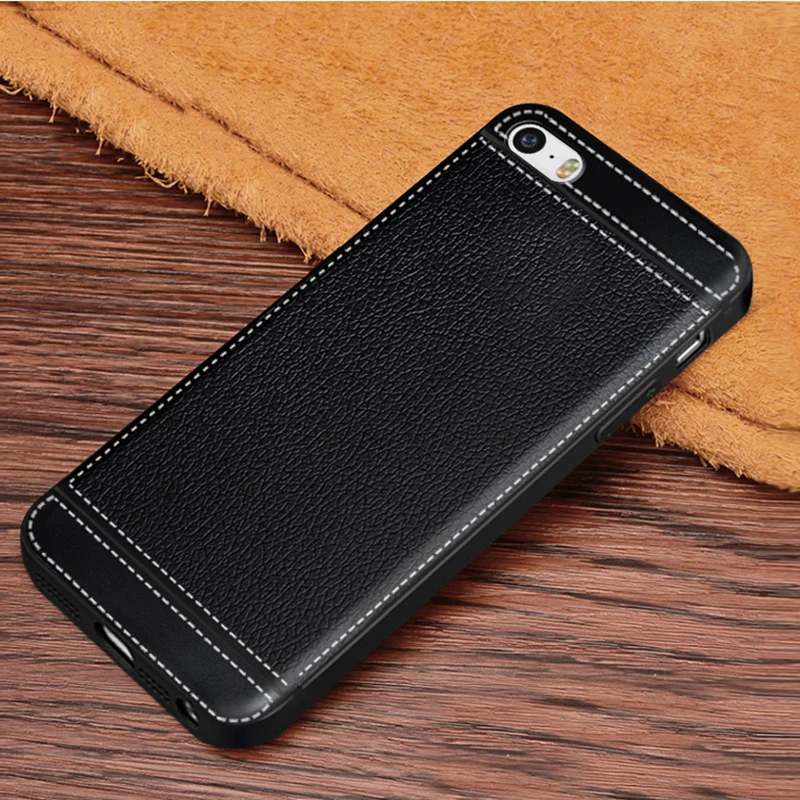 Litchi cortex silicone case for iphone 5 5s se lychee leather matte soft tpu cover 4 4s coque etui kryty tok skal | Мобильные