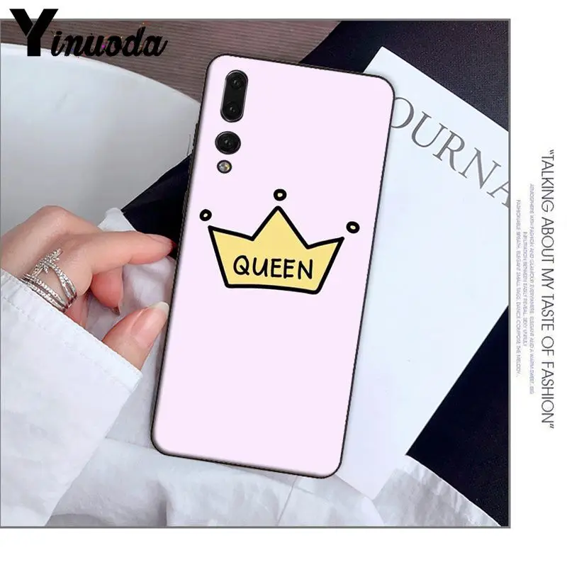 Yinuoda король и королева ТПУ мягкий силиконовый черный чехол для телефона huawei P20 Pro