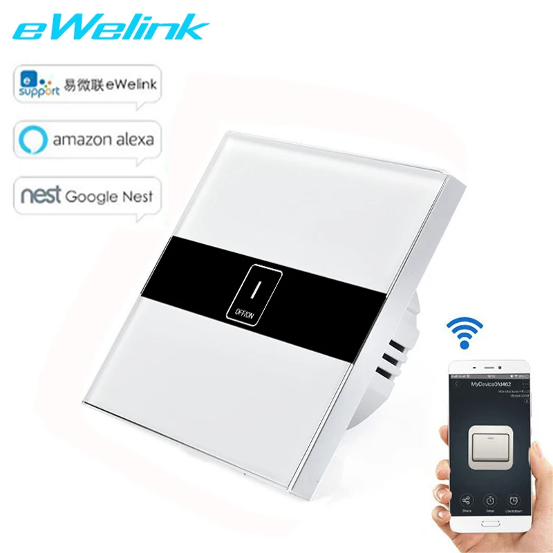 

Ewelink WiFi Smart Light Switch with Luxuray Glass Panel, Touch Sensor Smart Wall Switch Voice Work with Alexa, Google Home