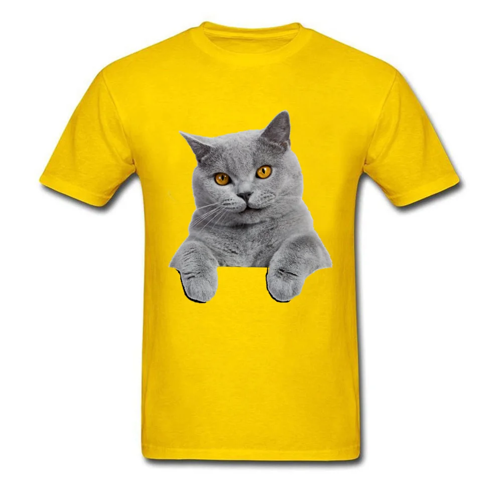 

British Shorthair Hairless Cat Pocket Anime Tshirt For Men Fashion Autumn Clothing Shirt Round Neck Funny Tops Tee Drop Shipping