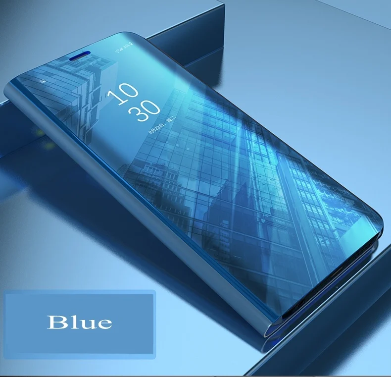 blue Смарт-чехол для samsung Galaxy J7 Neo NXT Max Pro Core Plus Prime C8 C10 чехол с зеркалом из искусственной кожи с откидной крышкой для Galaxy J7 Duo - Цвет: blue