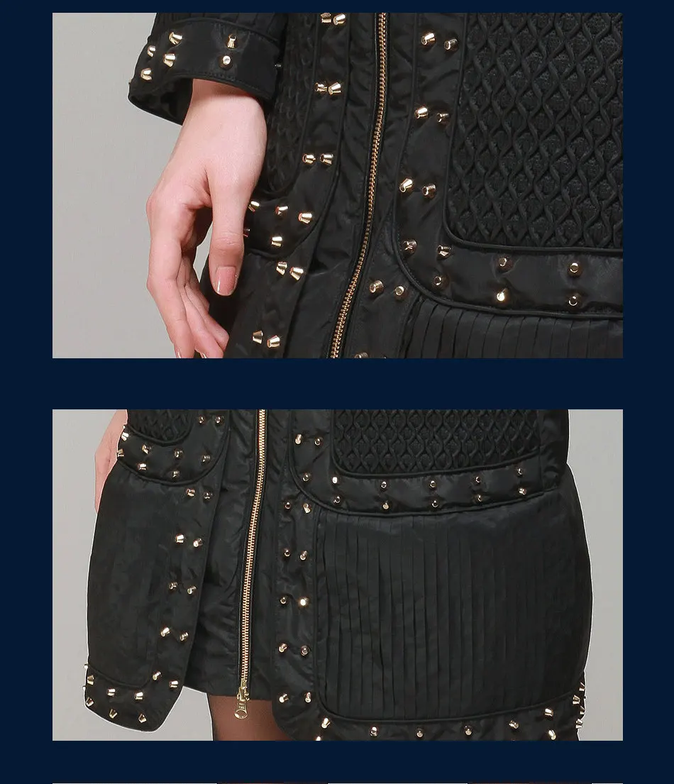 MissFoFo, женские пуховые пальто, RoyalCat, куртки, высокое качество, 3XL, заклепки, тонкий, натуральный Лисий мех, роскошный пуховик, Женская парка-30, пальто
