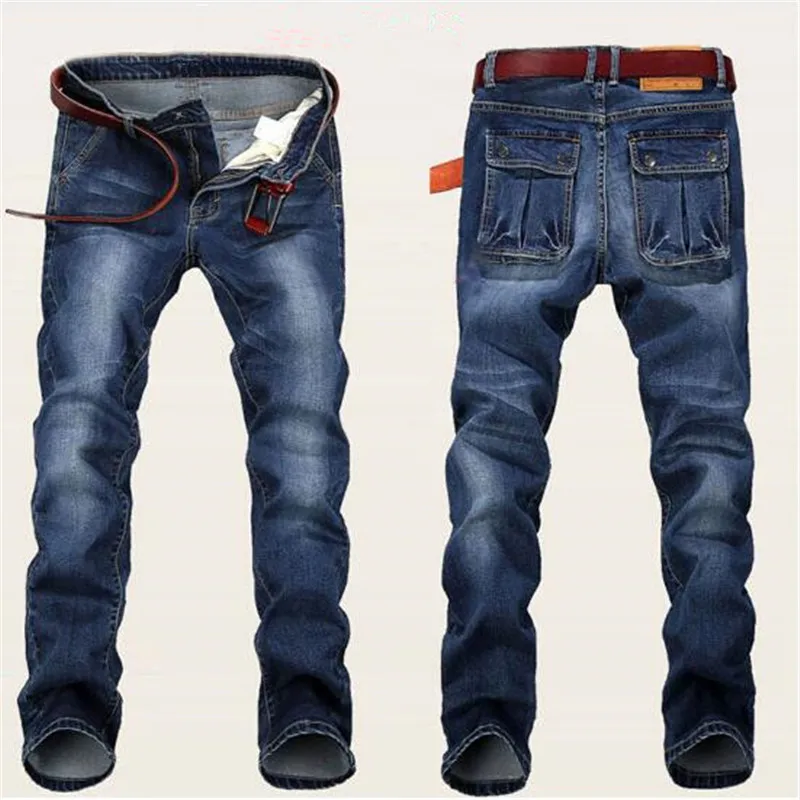 Бесплатная доставка 2018 новые большие синие упругие мужские джинсы облегающие