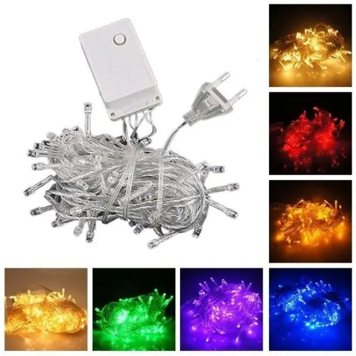 20 шт./лот DHL 10 м светодиодная гирлянда RGB одного цвета 100led 110В 220В декоративная
