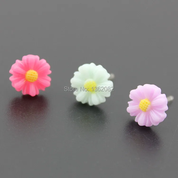 Случайные цвета! Серьги гвоздики неоновые женские 9 5/13 мм 6 пар|earrings gift|flower stud