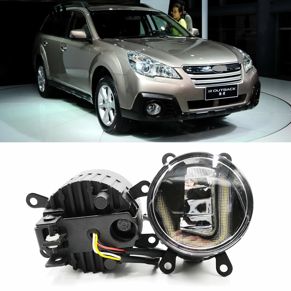 3 в 1 функции авто светодиодный свет для Subaru Outback 2013- DRL Дневной светильник автомобиля проектор противотуманная фара с желтым сигналом