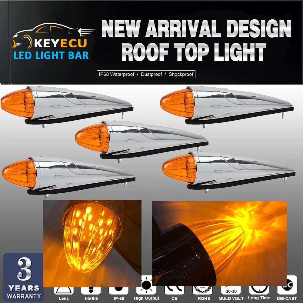 KEYECU 5x17 LED Янтарная Хромовая торпеда с кабиной габаритный зазор крыша ходовая