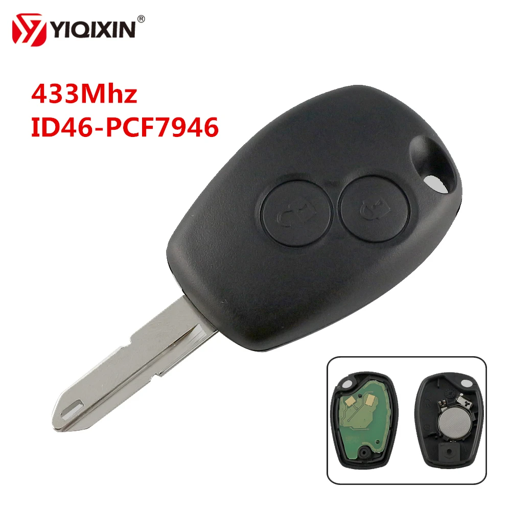 Дистанционный Автомобильный ключ YIQIXIN 433 МГц PCF7946 ID46 чип 2 кнопки для Renault Duster Logan