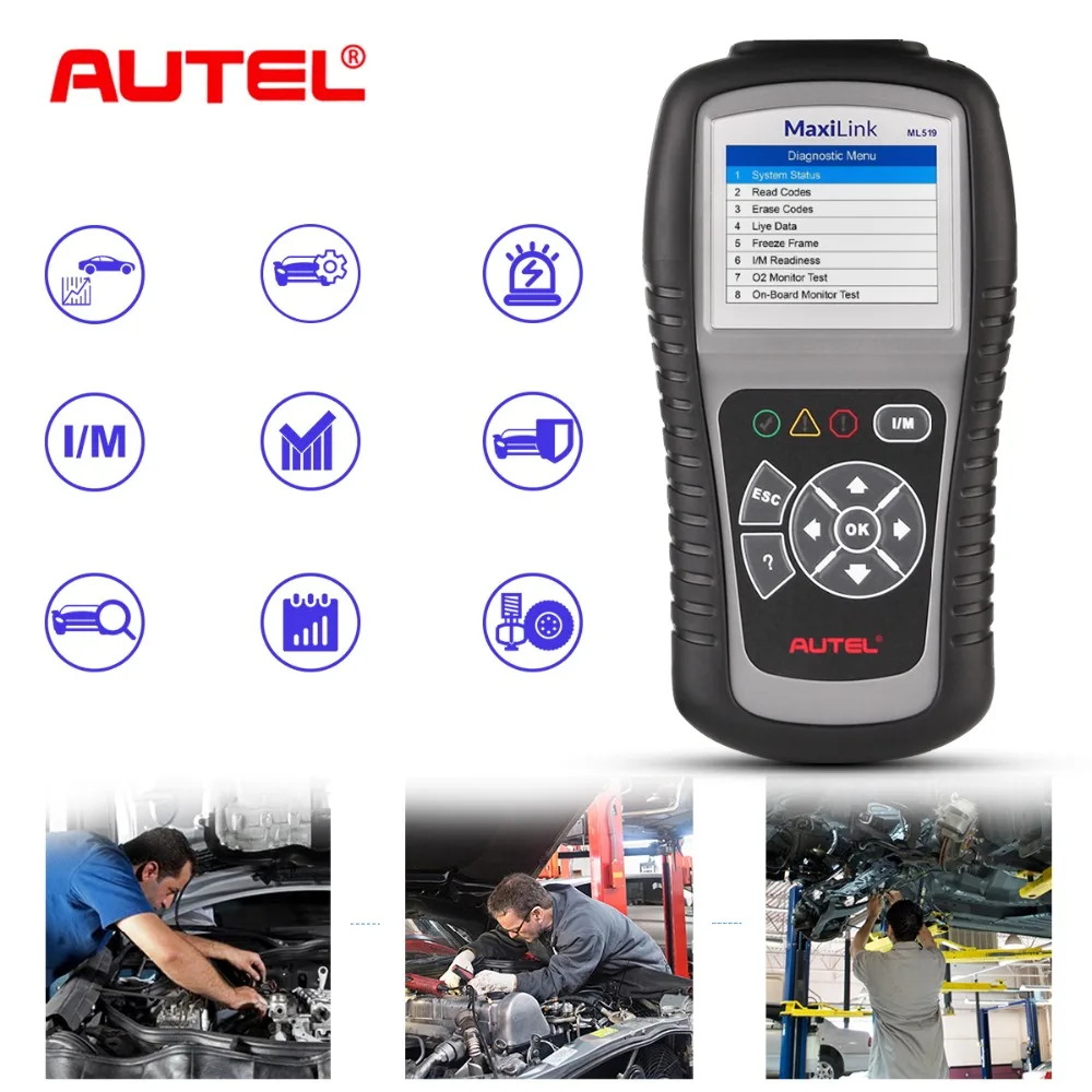 Autel ML519 OBD2 elm327 запуск автомобиля диагностический инструмент сканер scania двигатель