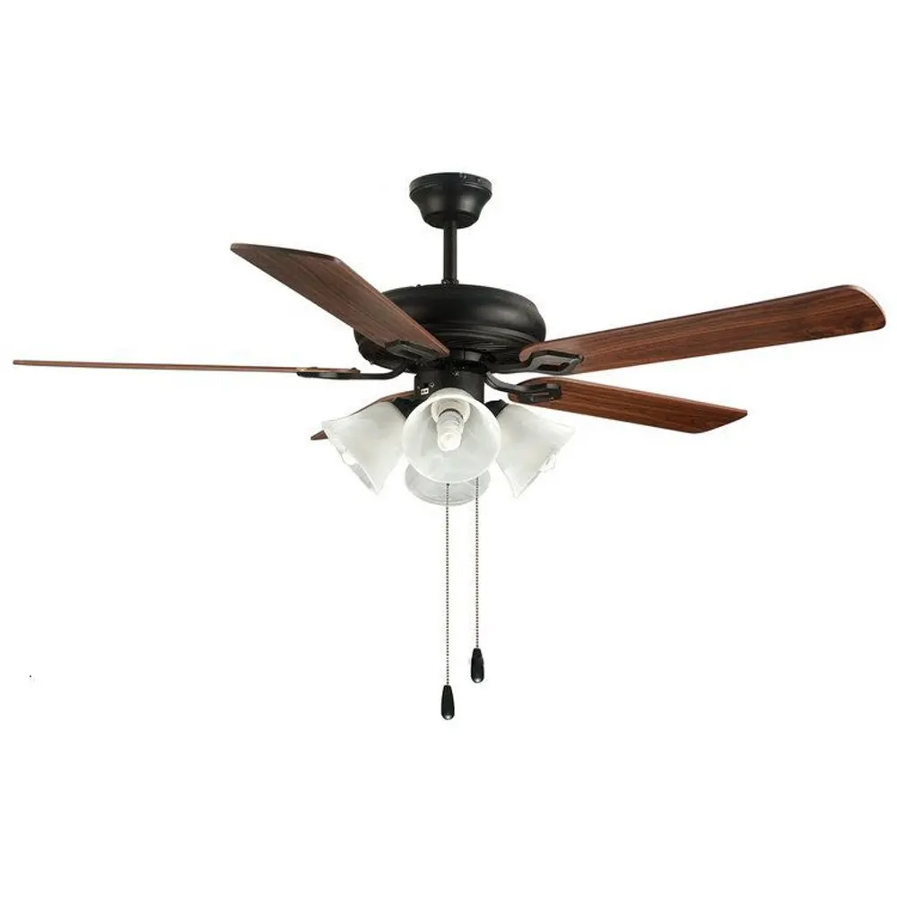 52&quot Modern European Ceiling Fan Lamp Brown Wooden fan blade Study room Lighting Fixtures Glass Living Room Light | Лампы и