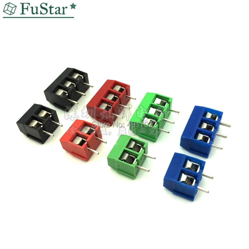 20 шт. KF301 2 P винт 5 0 мм Клеммная колодка Pin 3 pcb разъем красный синий черный