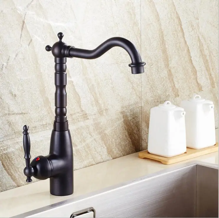 

New Arrival hot and cold single lever hot and cold kitchen faucet Swivel Black Oil Brushed Kitchen mixer Water tap sink faucet
