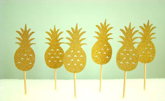 

Золотые блестящие ананасовые топперы для свадебного кекса, Чайная Вечеринка, Декор, еда, выбор, день рождения, свадебные украшения для детск...