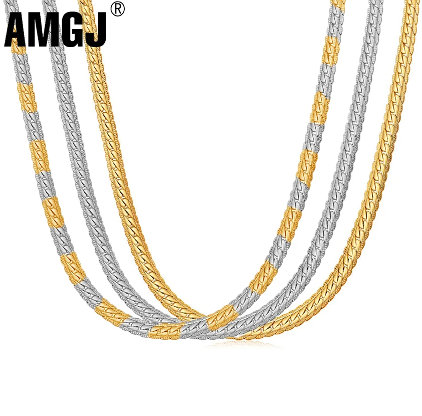 AMGJ золотистого цвета итальянская цепочка ожерелье для мужчин кубинская со змеей