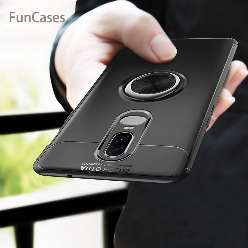 Для Oneplus 6 чехол цветной металлический кольцевой магнитный держатель Мягкий