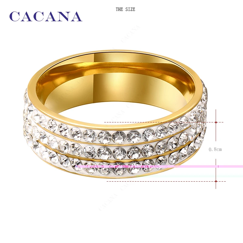 Женские кольца из нержавеющей стали CACANA 3 ряда персонализированные модные