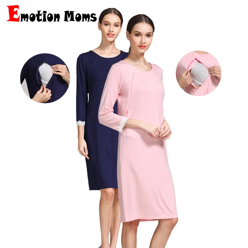 

Wholesale Pregnancy Maternity Pajamas Sleepwear Nursing Pregnant Breastfeeding Clothing Lace Hostpital Night Dress Nightgown