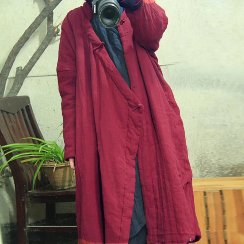 Зимнее пальто scuwлен 2019 Женская винтажная куртка с косым лацканом ручной работы