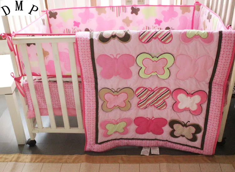 

4pcs embroidered Baby bedding kit crib bedding bed around lit enfant set ,include(bumper+duvet+bed cover+bed skirt)