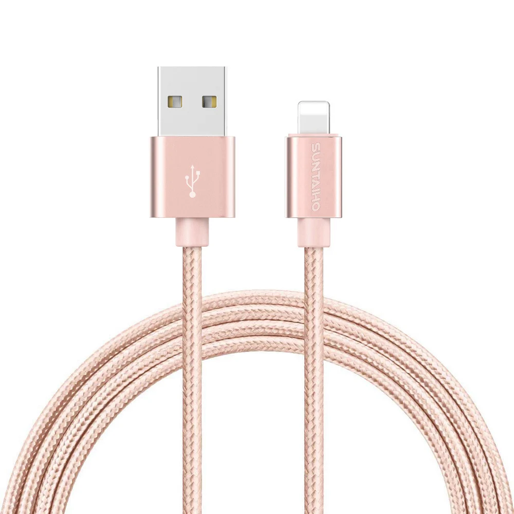 USB кабель для iPhone X USB кабель [3-Pack] 1 м/2 м/3 м, Suntaiho нейлоновый USB кабель 5 в 2,1 кабель для быстрой зарядки для iPhone 8 7 6 5 S Plus - Цвет: Nylon Rose