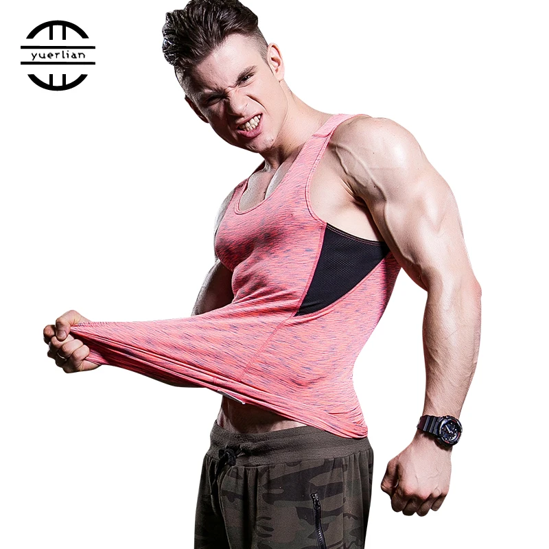 

Yuerlian Quickly Dry Men's Sportswear T-Shirts Compression Fitness Tights Vest Top Sleeveless Blouse Red Running Jersey Gym Vest