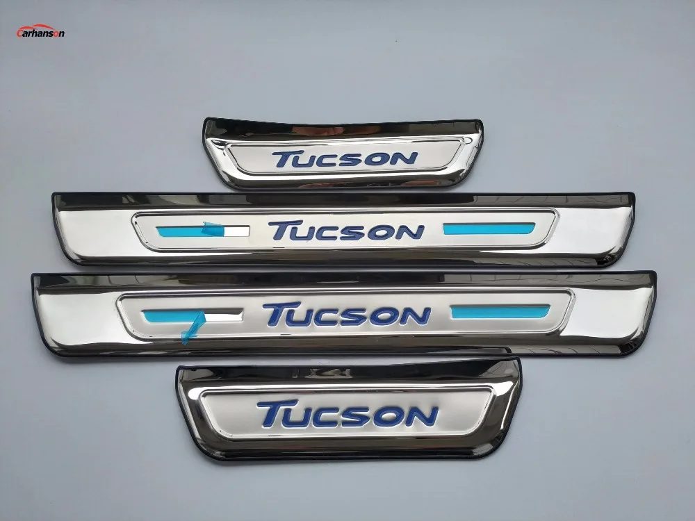 Для стайлинга автомобилей hyundai Tucson, аксессуары, защита порога, накладки из нержавеющей стали, наклейки на педали двери