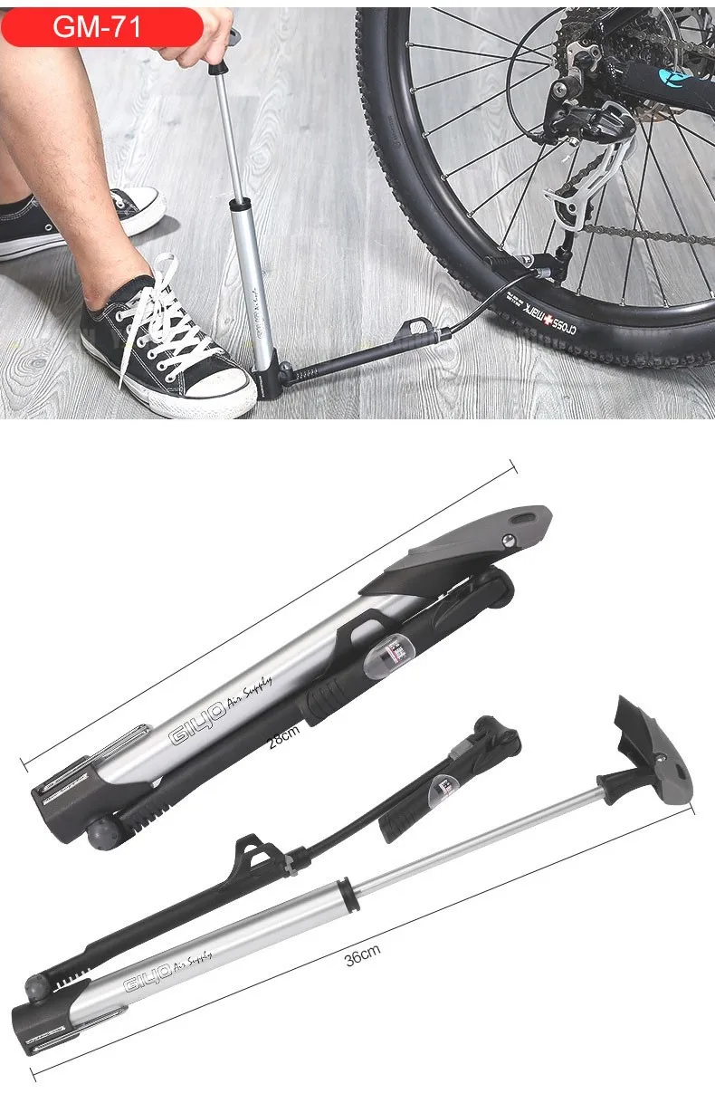 GIYO велосипедный насос для велоспорта 140PSI MTB дорожный складной велосипедный шар Портативный Напольный Воздушный насос Presta Schrader Клапан F/V A/V GM-71