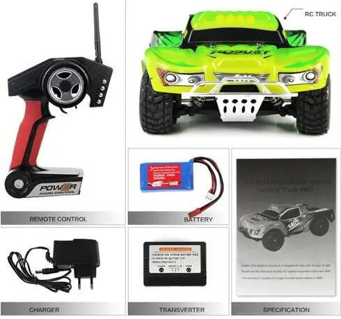 Wltoys A969 RC гоночный автомобиль 2 4G 4WD 1/18 50 км/ч Drift короткий курс грузовик с