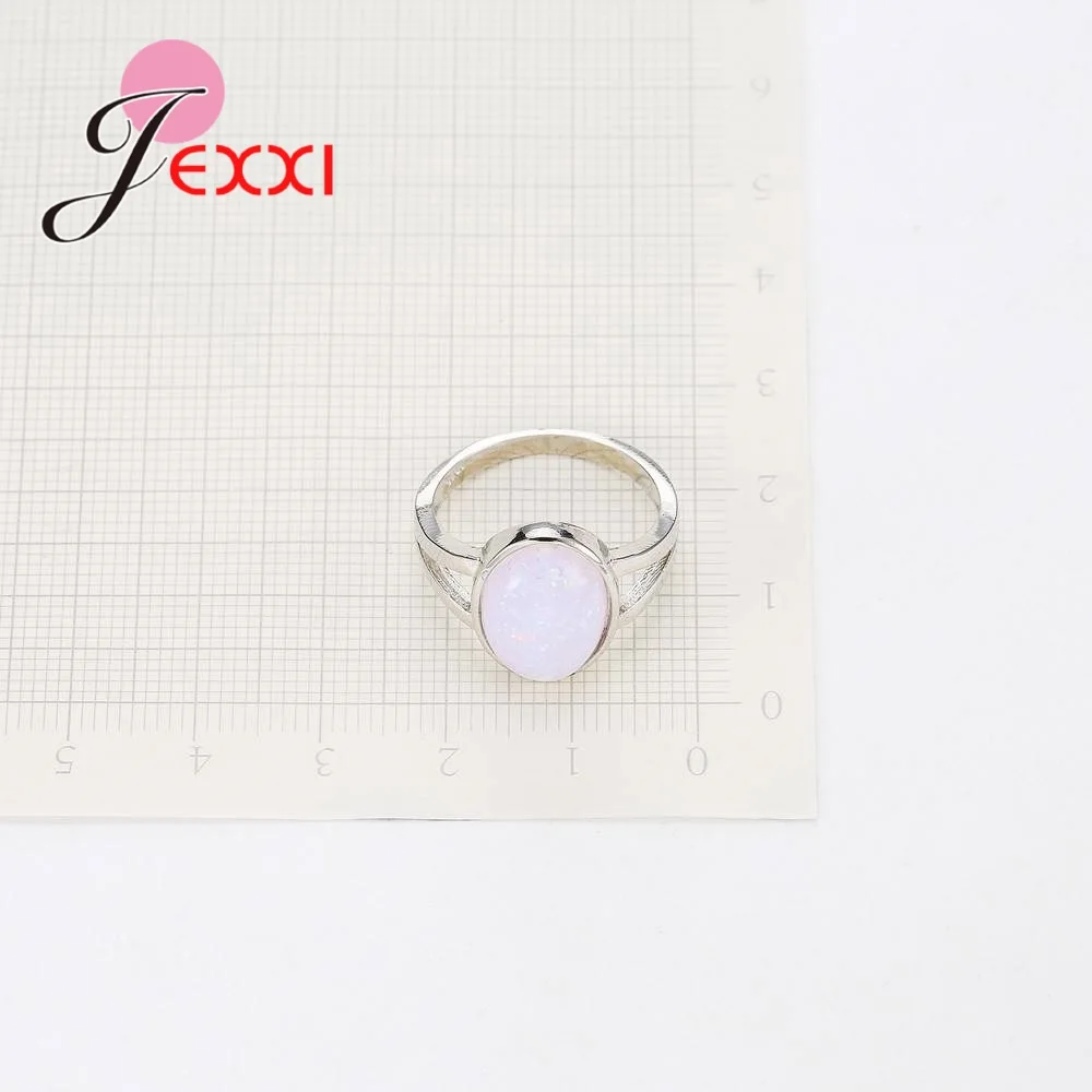 

Clam Simple Style Women Ring 925 Sterling Silver Accessories Pave Clear Pink Opal Stome Roamntic Jewelry For Girl