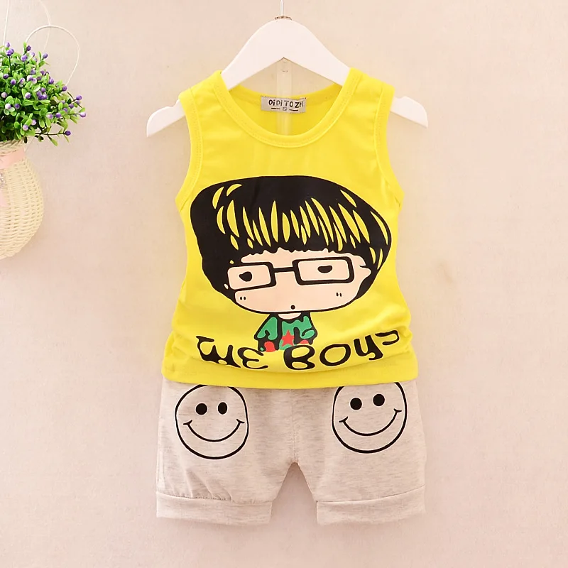 Akexiya 2017 summer boys sets baby Kids Clothes cartoon suit vest 2pcs set toddler clothes Sports children Suit | Детская одежда и