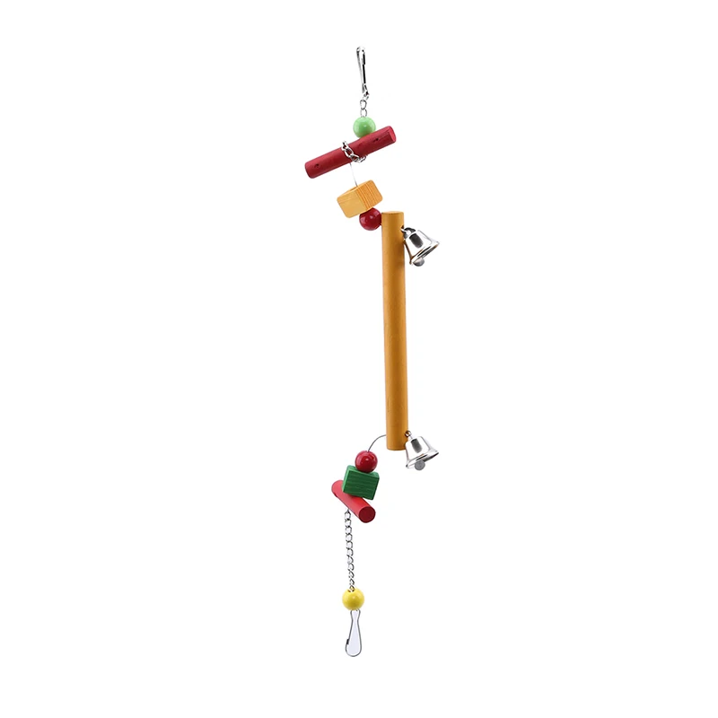 Bird Toys Wooden Ladders Rocking Parrot Swing Colorful Chewing Hanging Rope Bell Decor Toy | Дом и сад