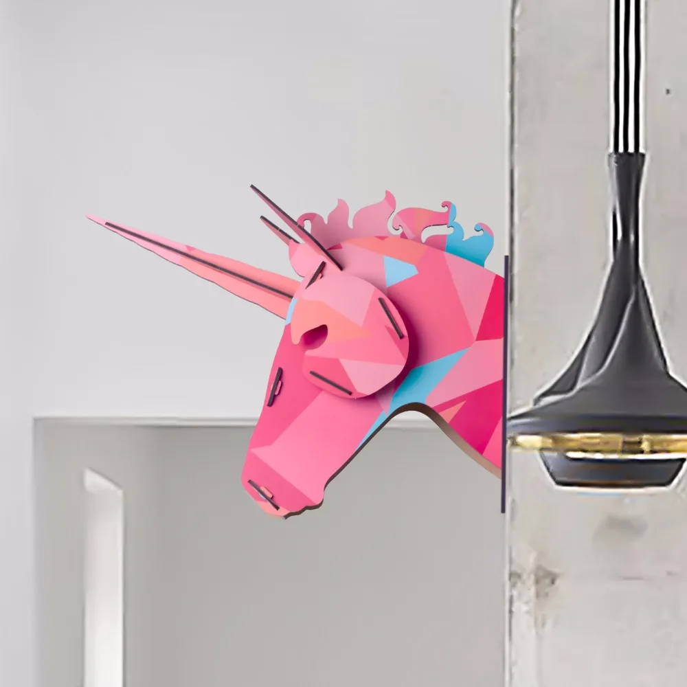 

Новое ограниченное предложение, 3D деревянное животное, голова лошади, единорога, настенное украшение небольшого размера, деревянное домашн...