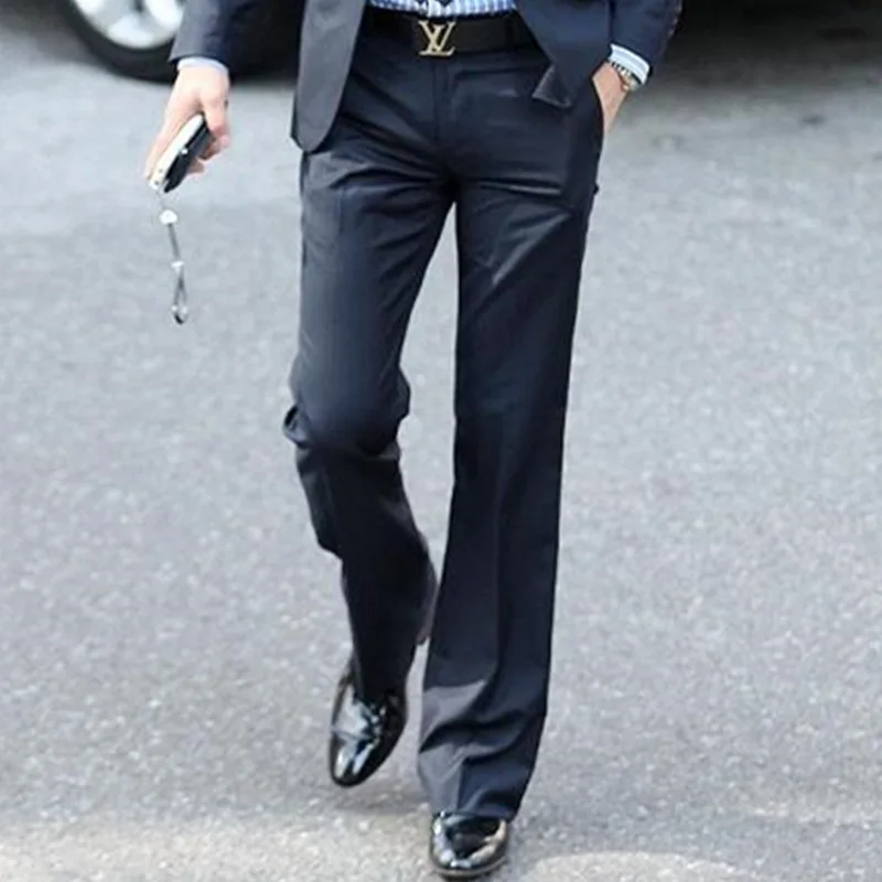 

2020 New Modis Flared pants Male Summer Straight Suit pants British leisure Free hot feet trousers Formal pants For Men