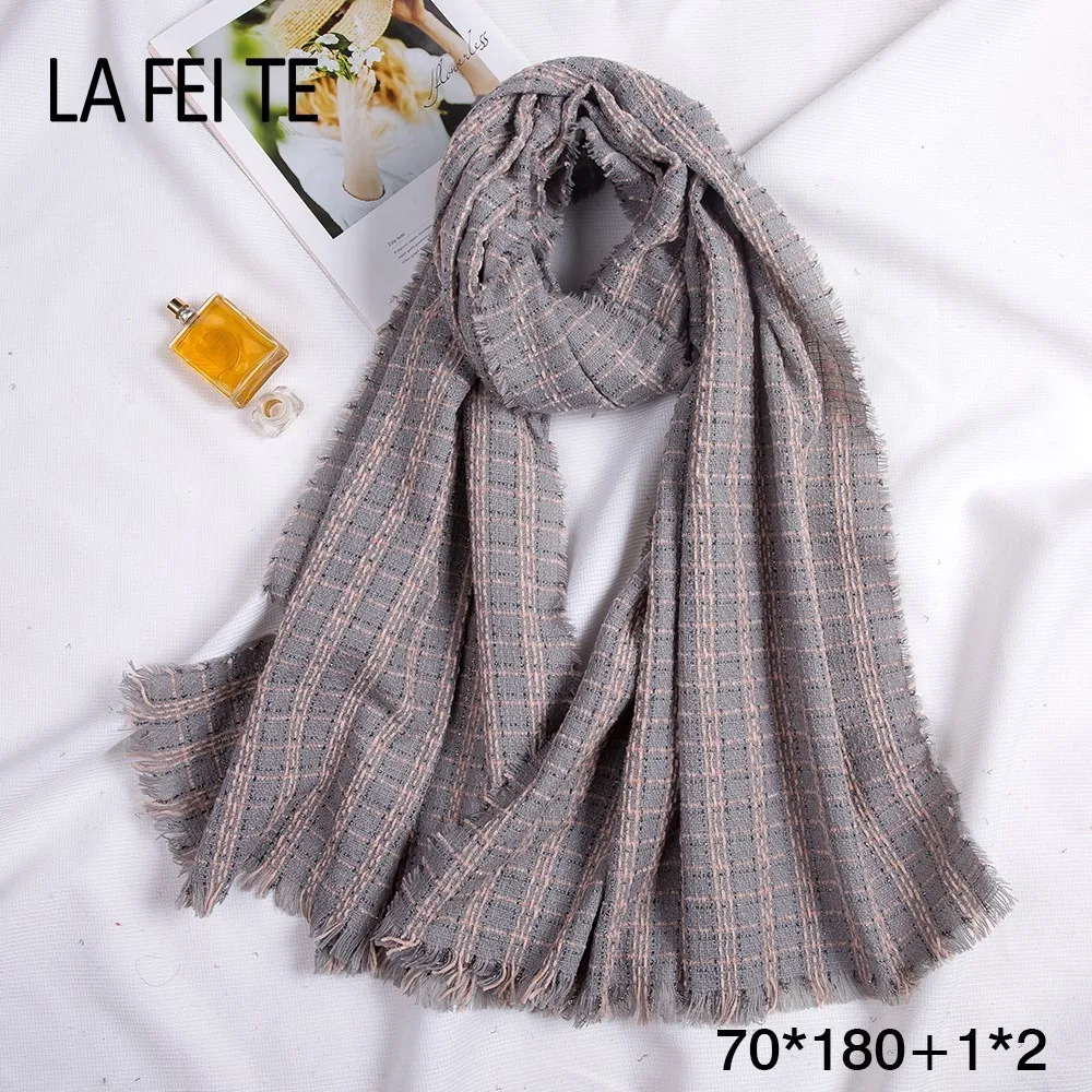 Зимний шарф из 100% шерсти женский длинный кашемировый клетчатый шарф-шаль